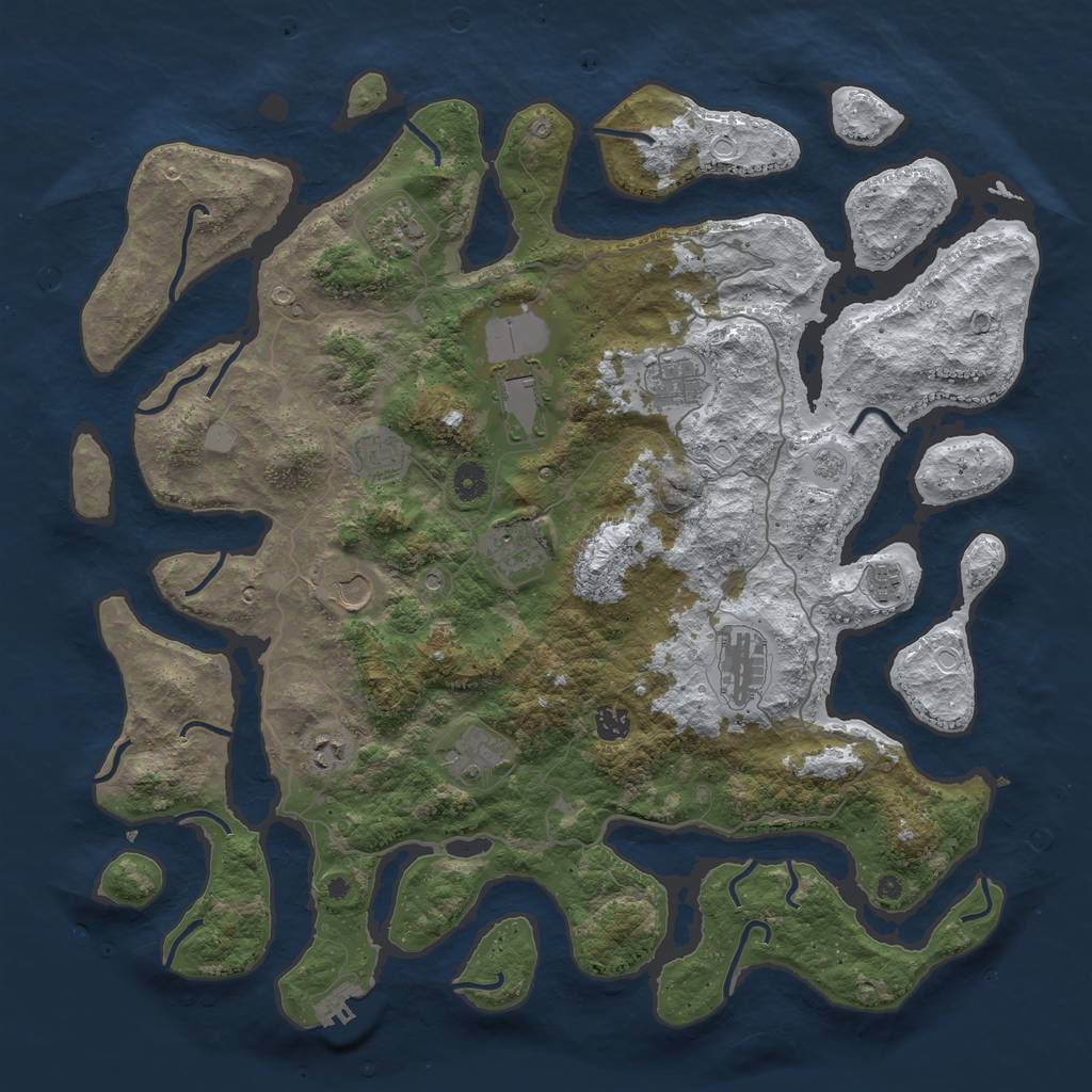 Rust Map: Procedural Map, Size: 4500, Seed: 2053805, 19 Monuments