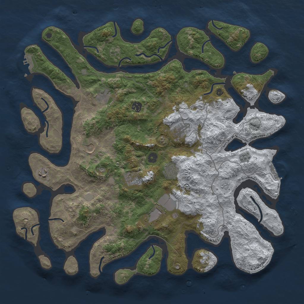 Rust Map: Procedural Map, Size: 4500, Seed: 4809631, 18 Monuments