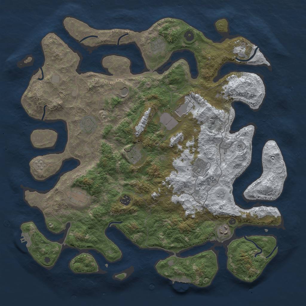 Rust Map: Procedural Map, Size: 4500, Seed: 2473960, 19 Monuments