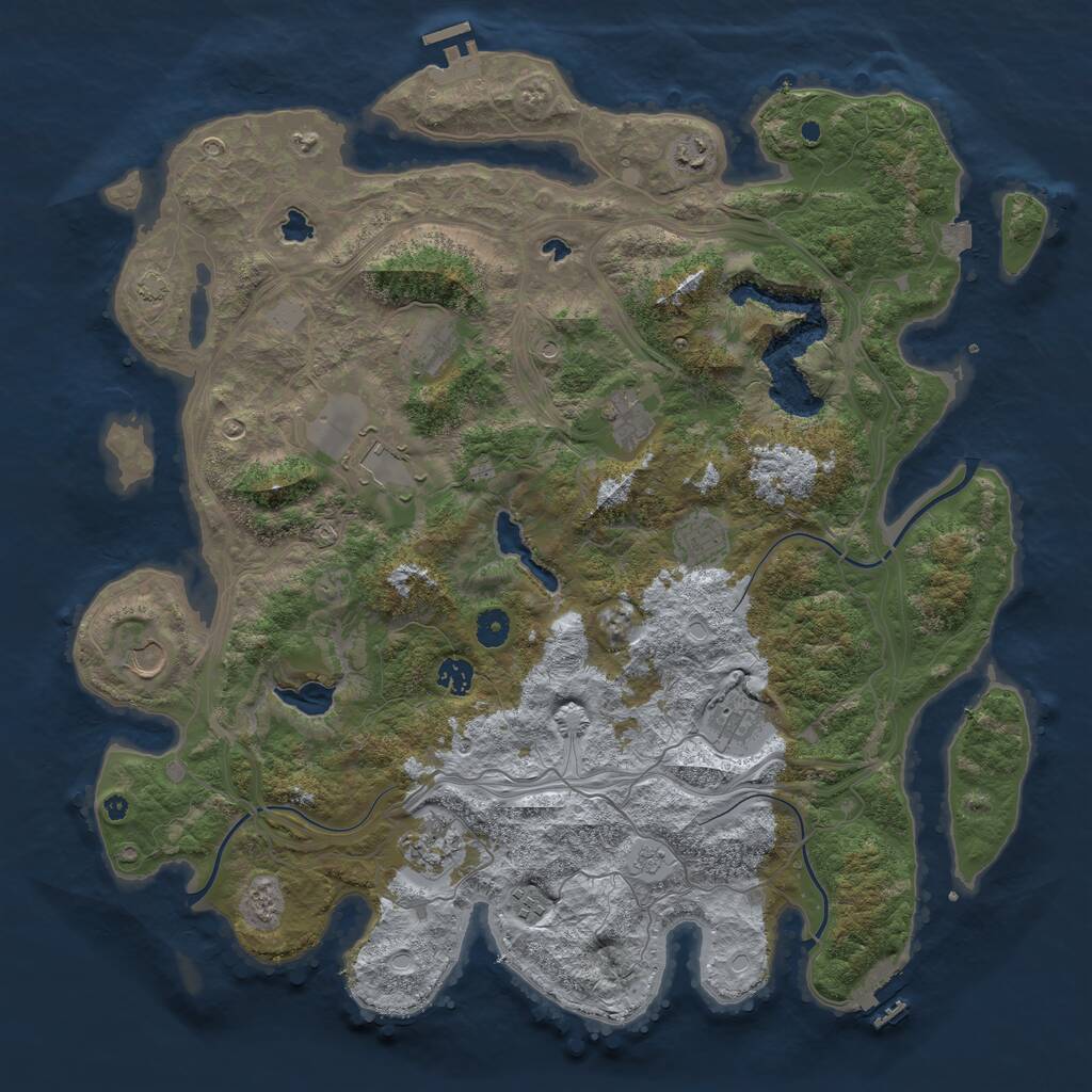 Rust Map: Procedural Map, Size: 4500, Seed: 4921730, 16 Monuments