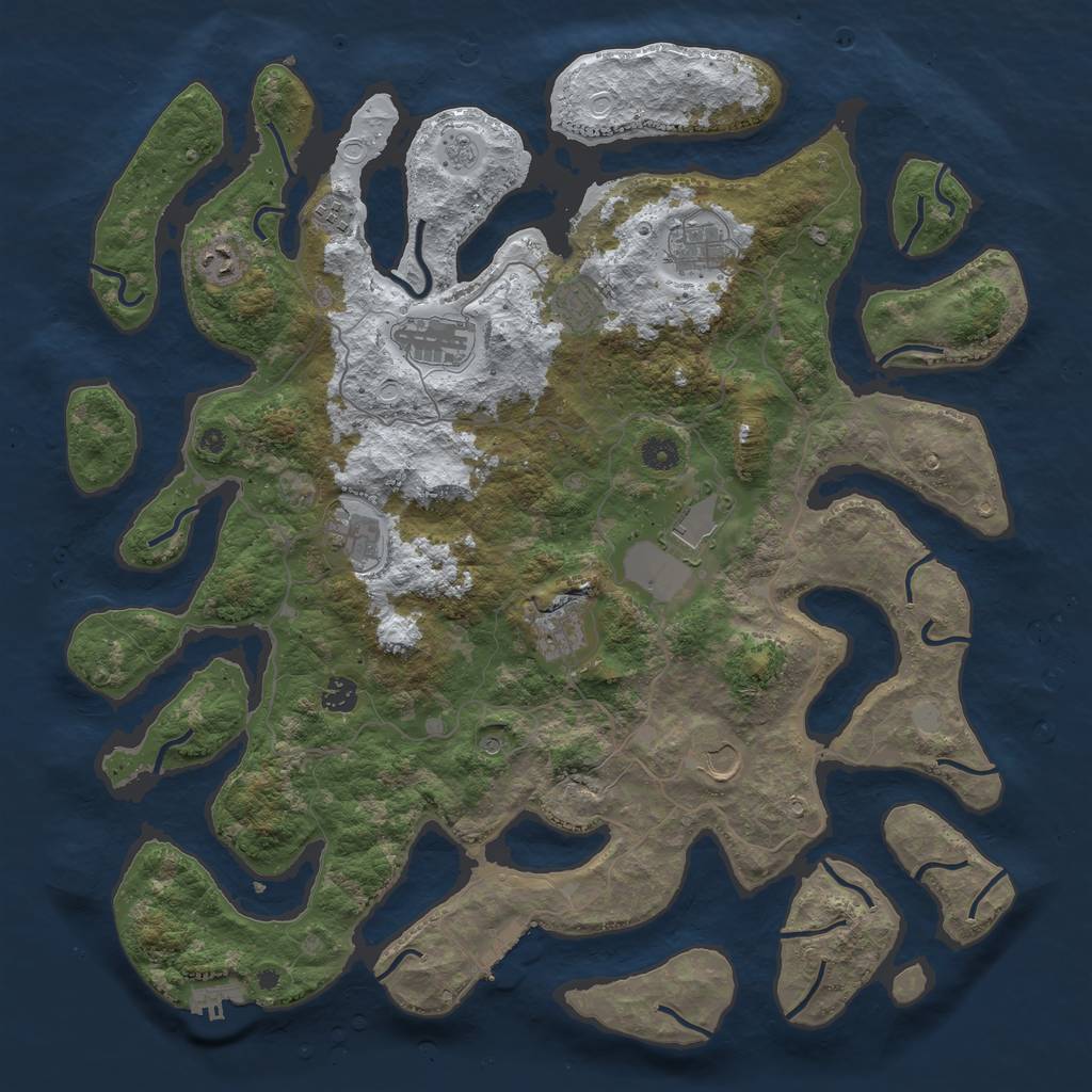 Rust Map: Procedural Map, Size: 4500, Seed: 2635853, 19 Monuments