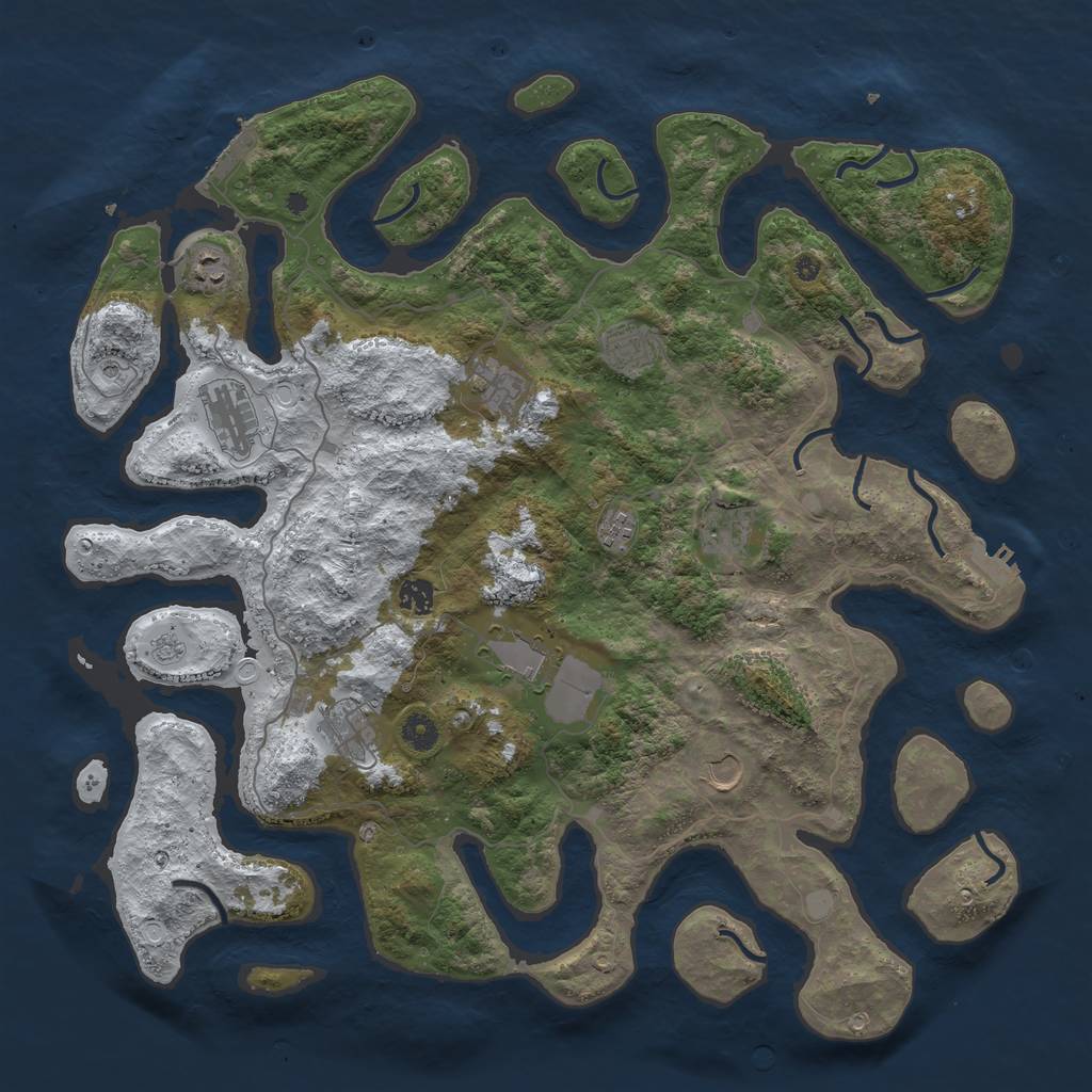 Rust Map: Procedural Map, Size: 4500, Seed: 1463824, 19 Monuments