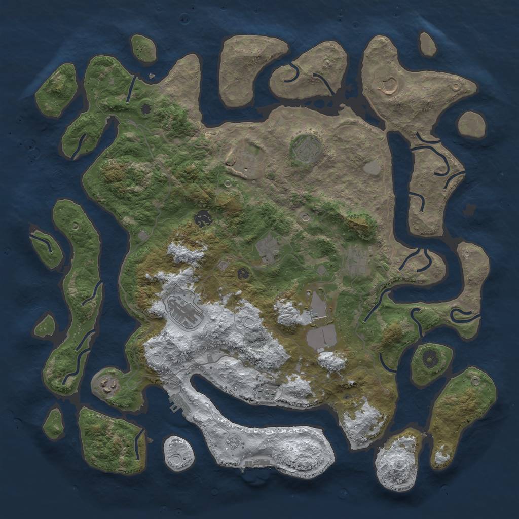 Rust Map: Procedural Map, Size: 4500, Seed: 4278789, 19 Monuments