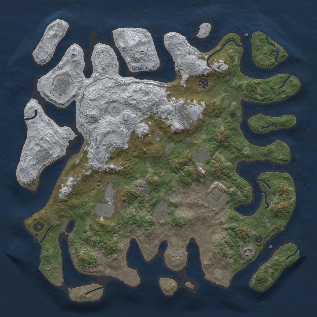 Rust Map: Procedural Map, Size: 4500, Seed: 3562973, 17 Monuments