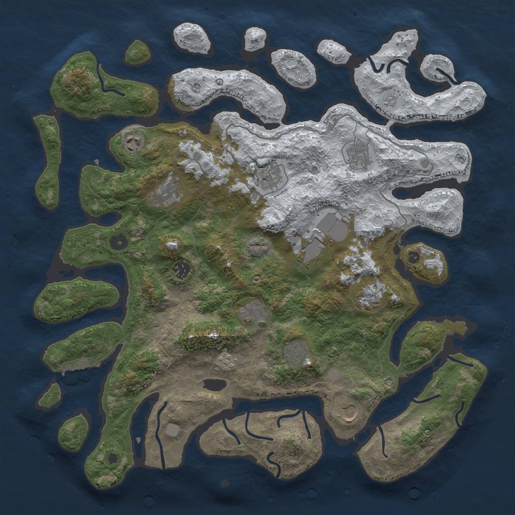 Rust Map: Procedural Map, Size: 4500, Seed: 1608024, 19 Monuments