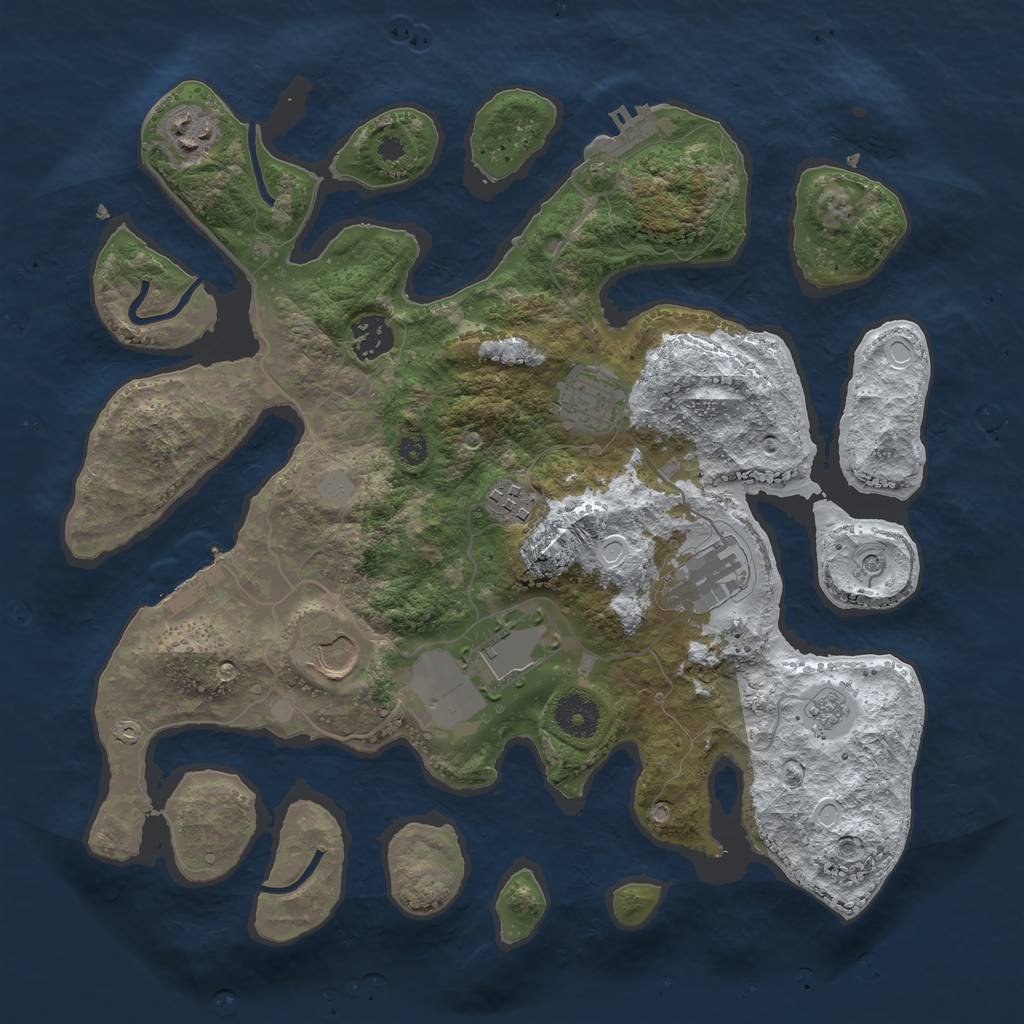 Rust Map: Procedural Map, Size: 3500, Seed: 590107635, 16 Monuments