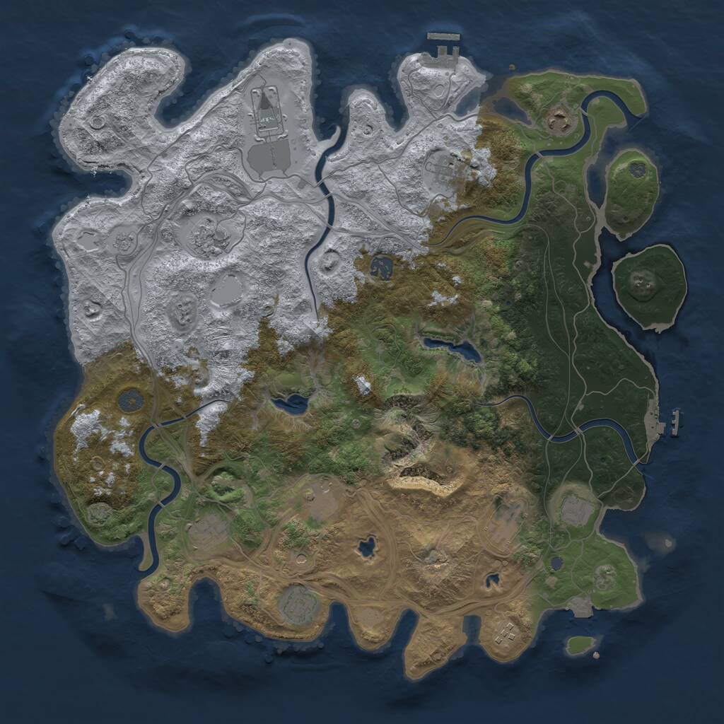 Rust Map: Procedural Map, Size: 4500, Seed: 6323256, 16 Monuments