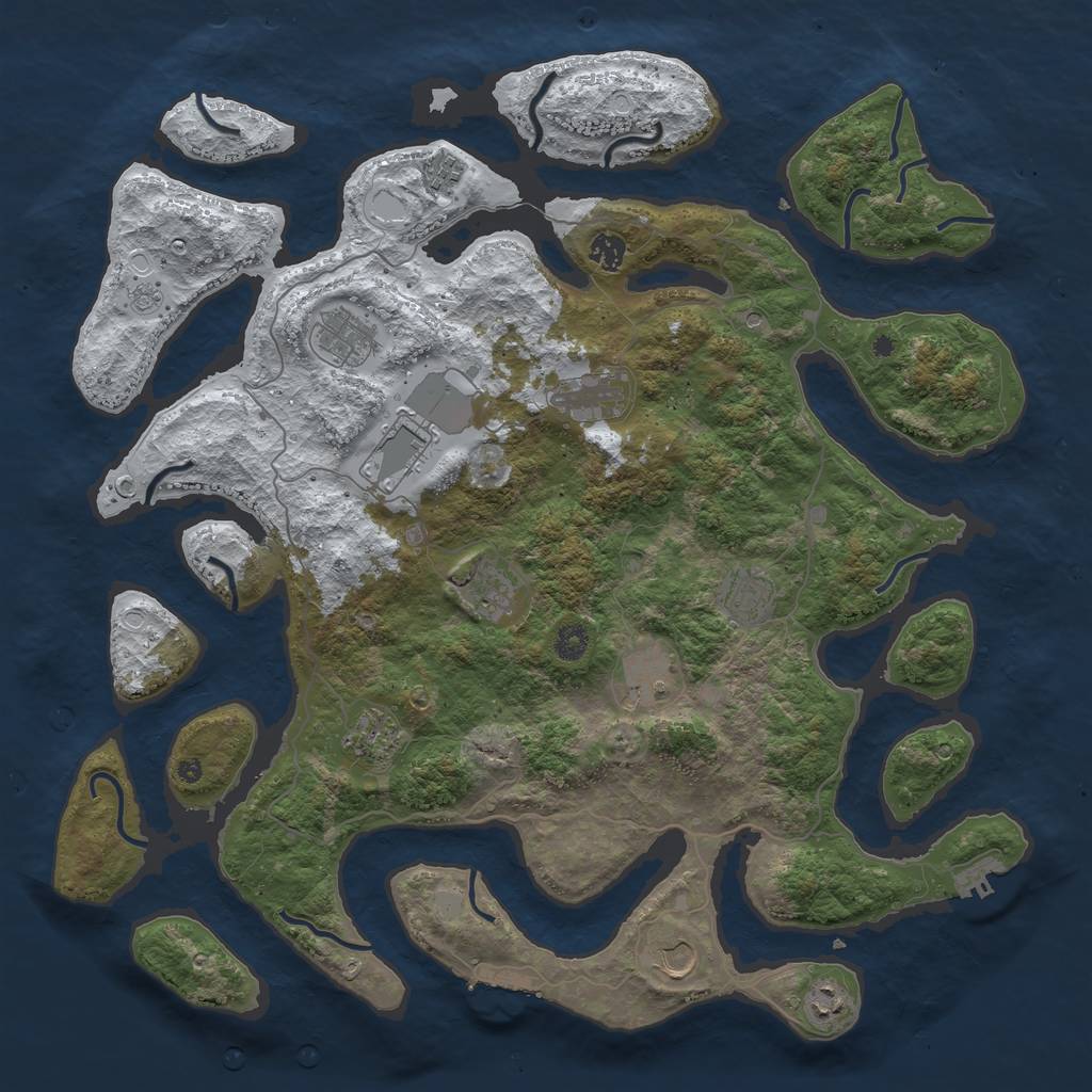 Rust Map: Procedural Map, Size: 4500, Seed: 221595, 20 Monuments