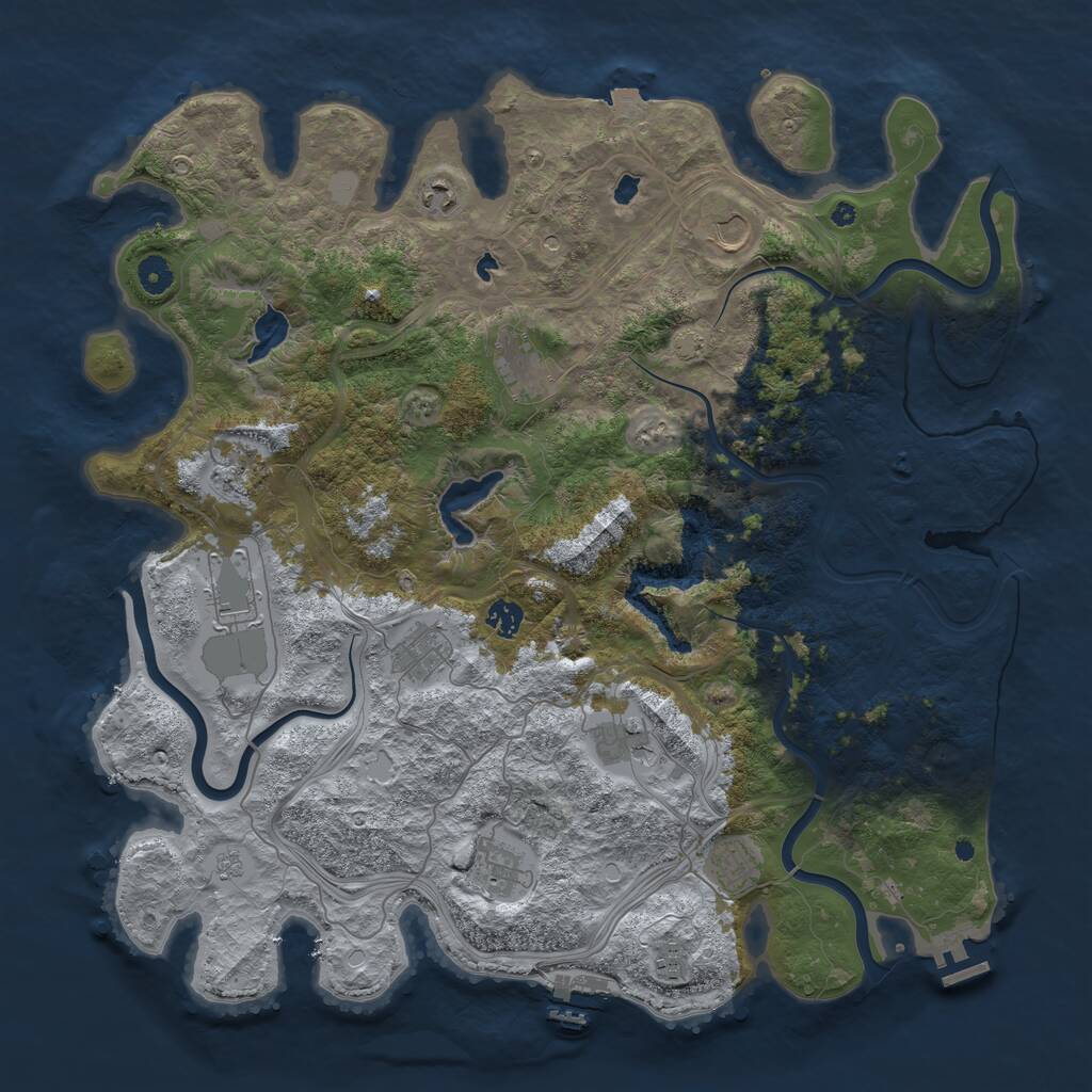 Rust Map: Procedural Map, Size: 4500, Seed: 474393, 17 Monuments
