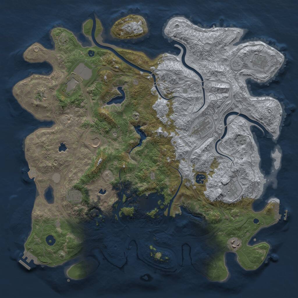 Rust Map: Procedural Map, Size: 4500, Seed: 1887741, 17 Monuments