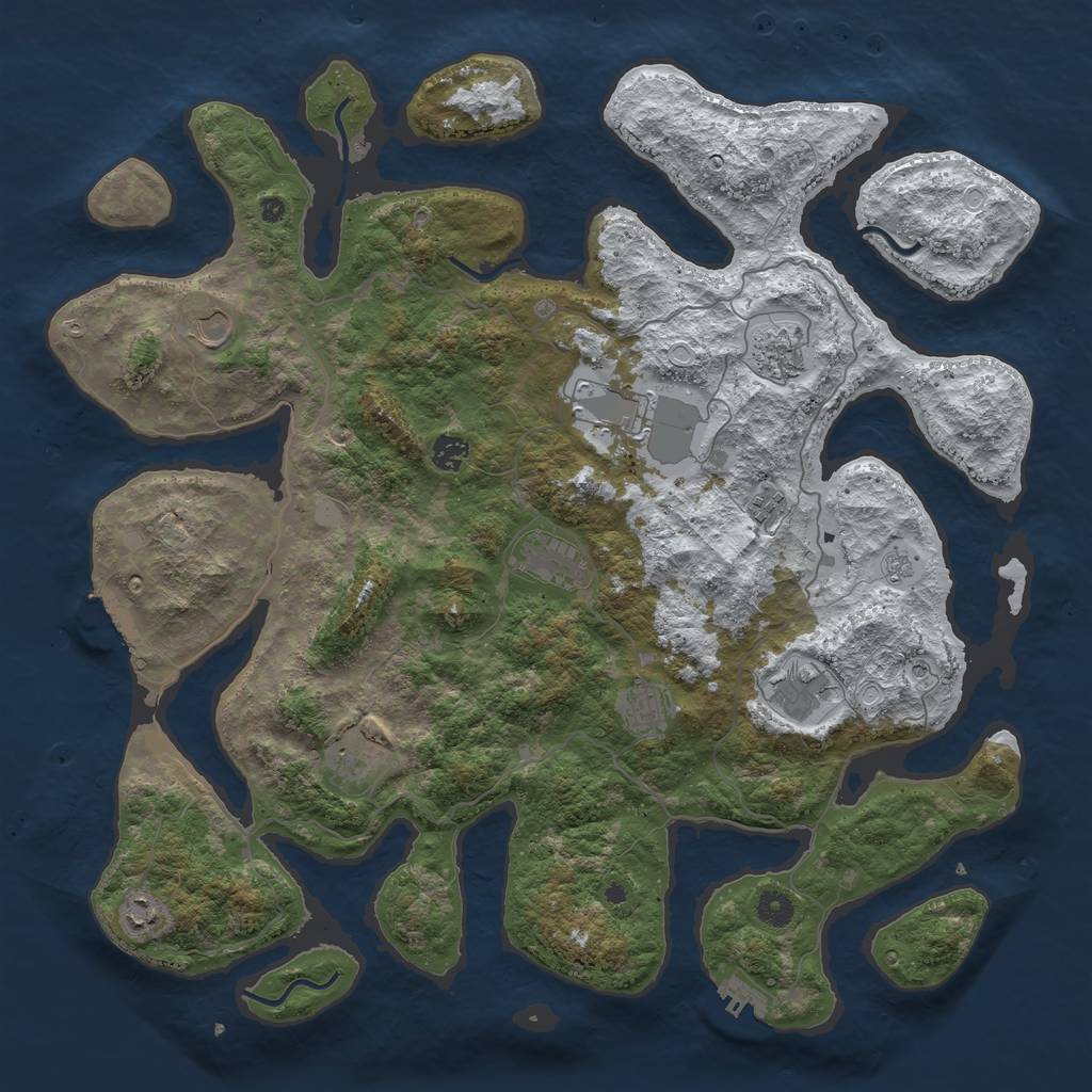 Rust Map: Procedural Map, Size: 4500, Seed: 1887741, 19 Monuments