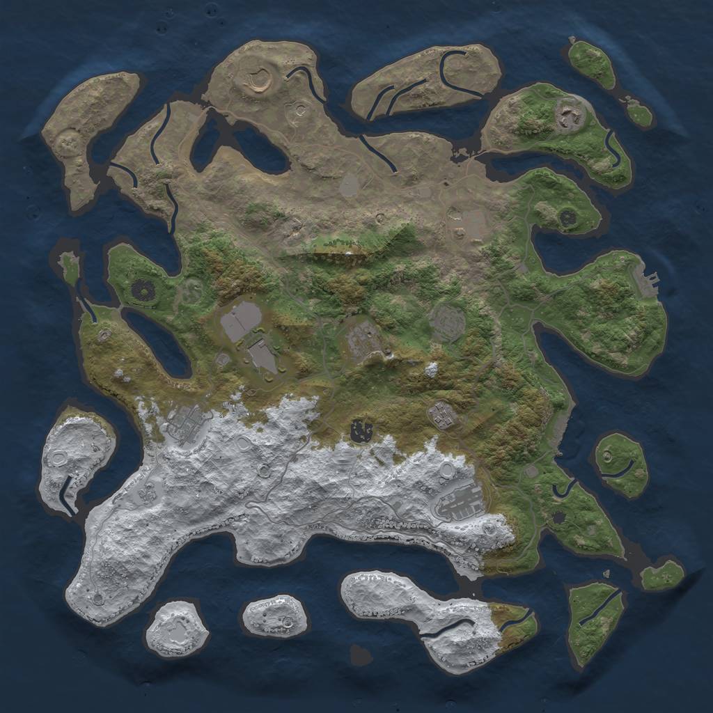 Rust Map: Procedural Map, Size: 4500, Seed: 5591056, 19 Monuments