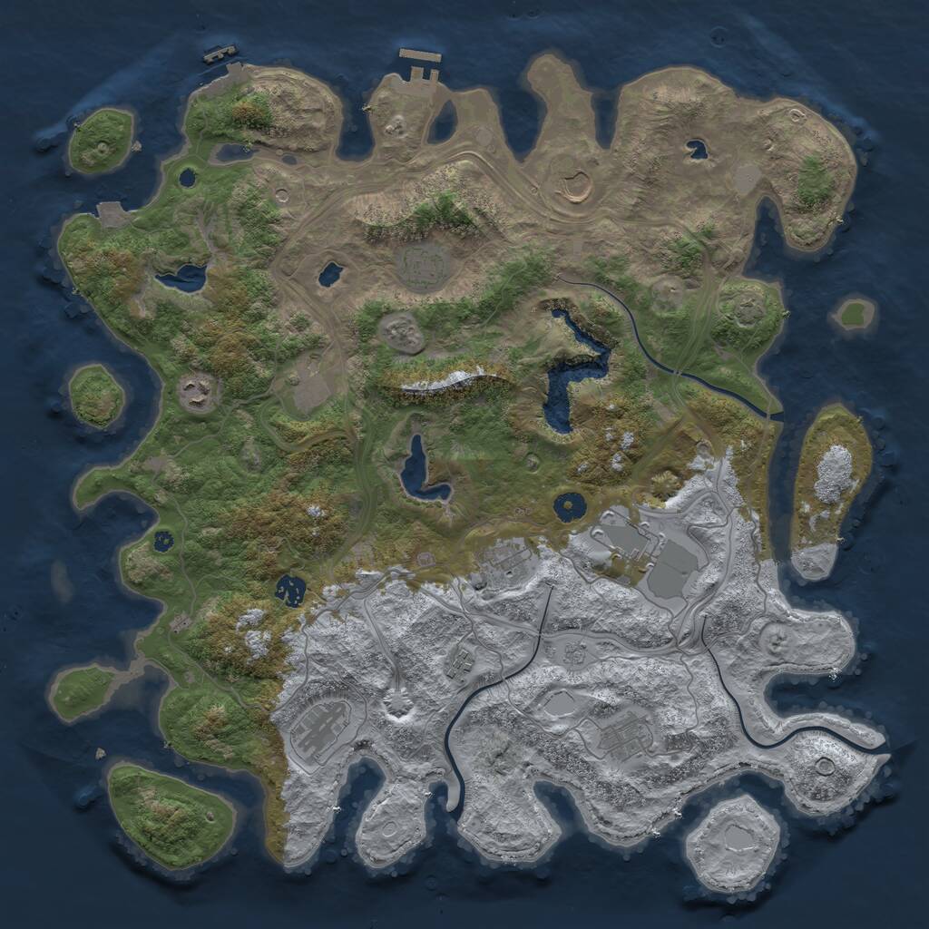 Rust Map: Procedural Map, Size: 4500, Seed: 1272674, 16 Monuments