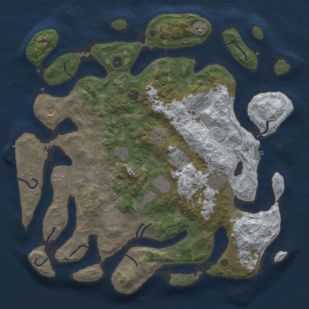 Rust Map: Procedural Map, Size: 4500, Seed: 2873547, 20 Monuments