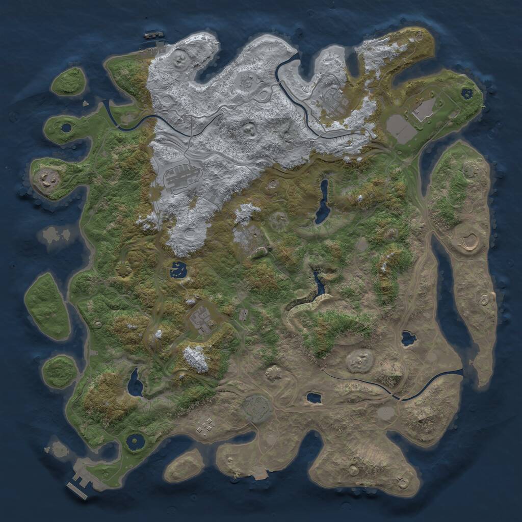 Rust Map: Procedural Map, Size: 4500, Seed: 437228, 16 Monuments