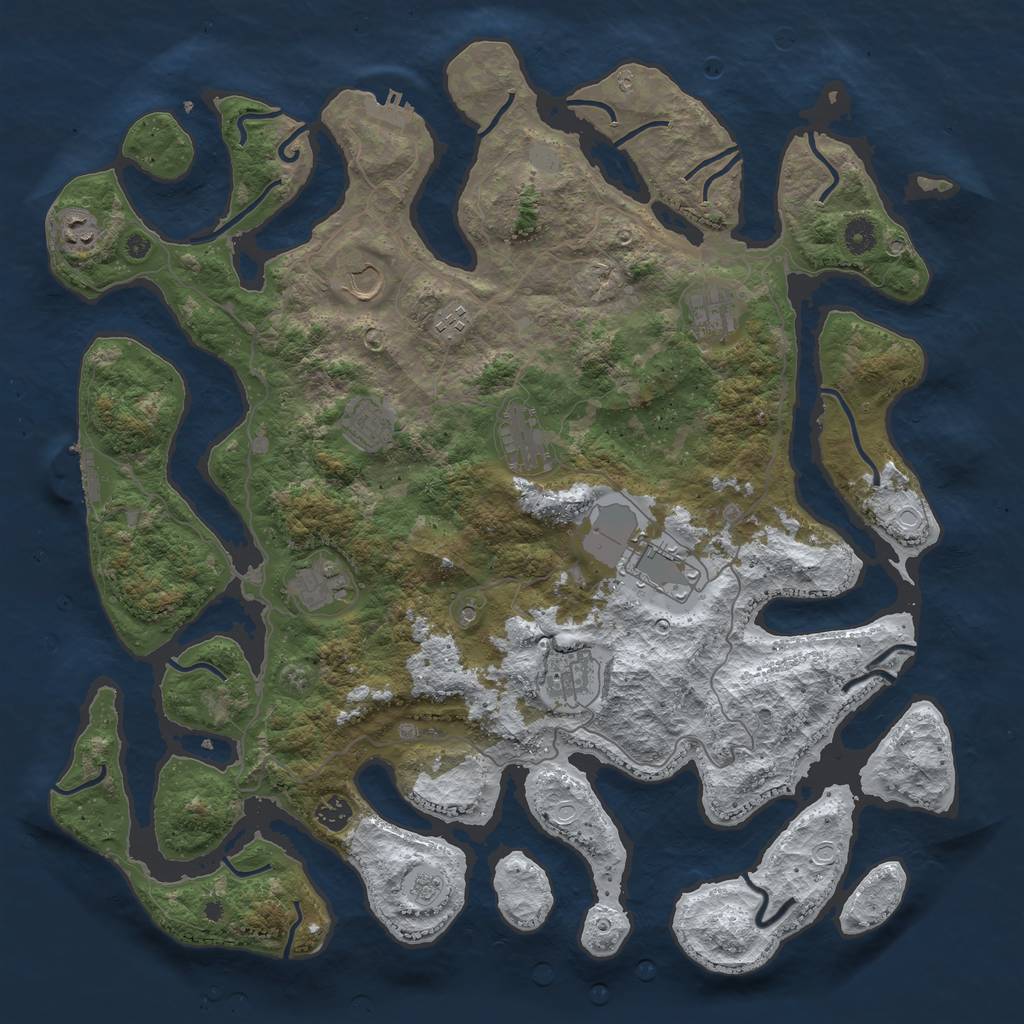 Rust Map: Procedural Map, Size: 4500, Seed: 718600, 19 Monuments