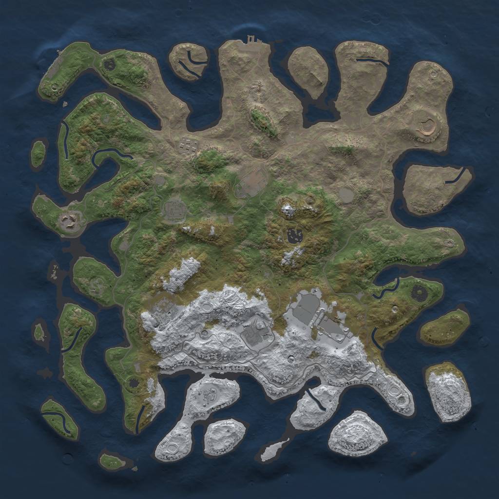 Rust Map: Procedural Map, Size: 4500, Seed: 49244, 18 Monuments