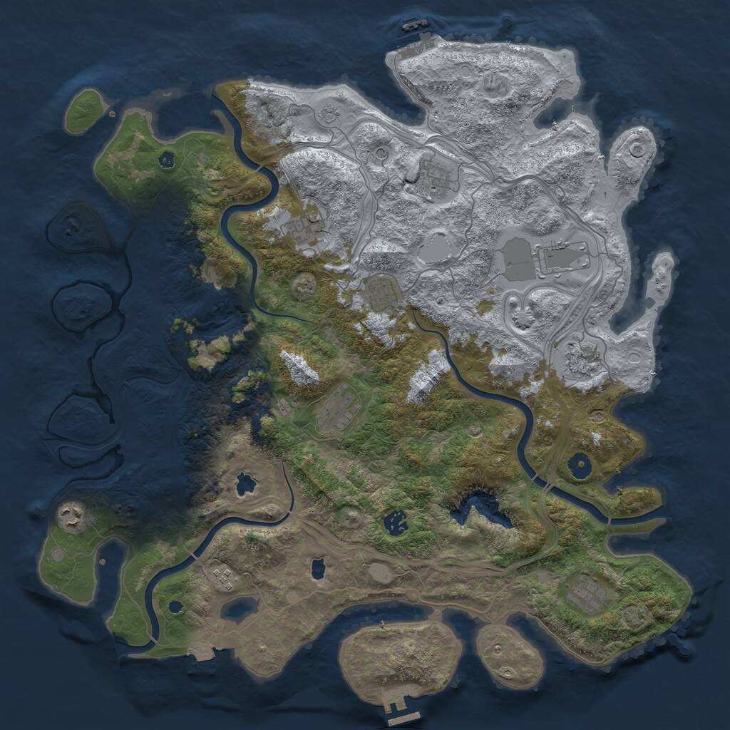Rust Map: Procedural Map, Size: 4500, Seed: 306296, 16 Monuments