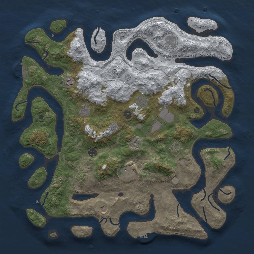 Rust Map: Procedural Map, Size: 4500, Seed: 554693, 19 Monuments