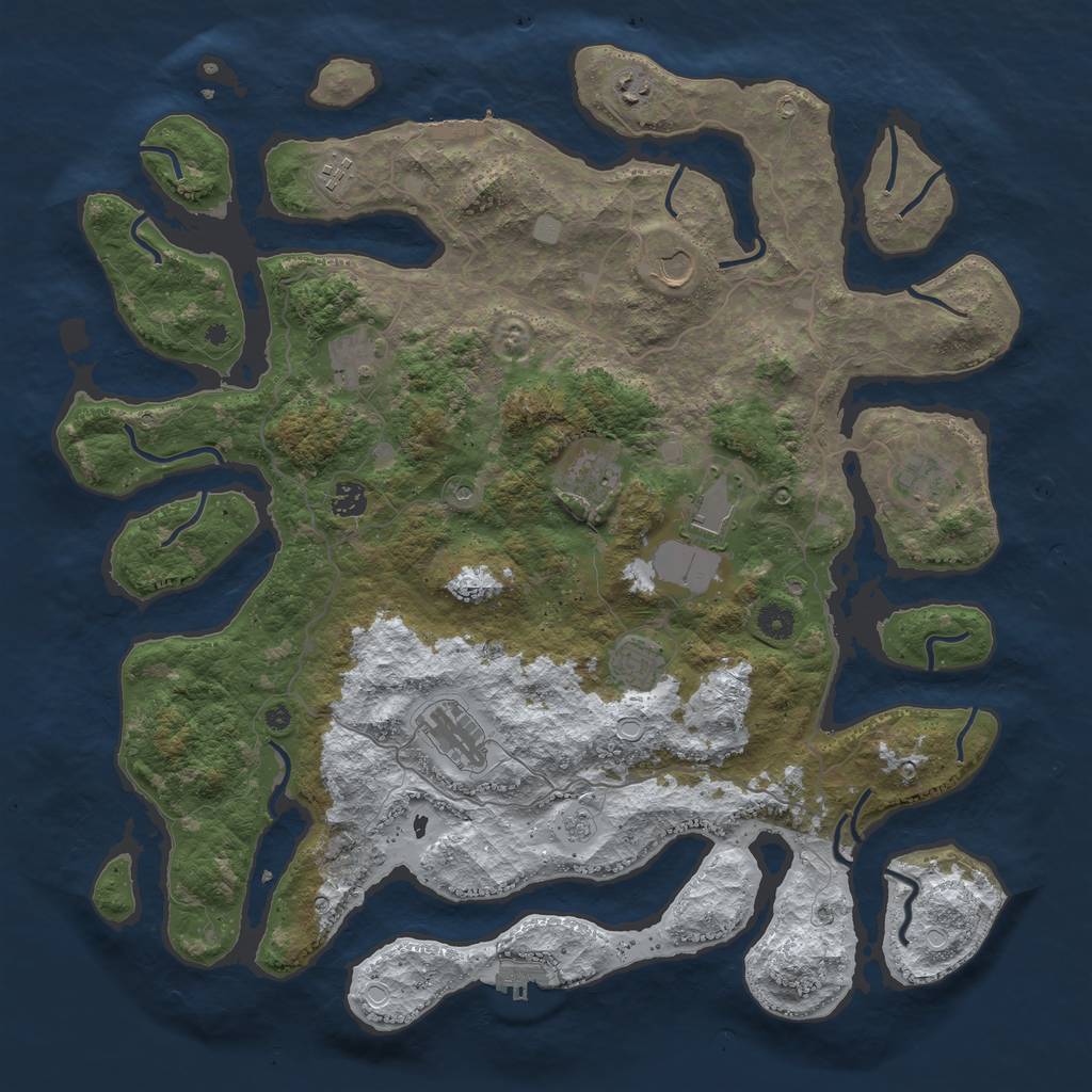 Rust Map: Procedural Map, Size: 4500, Seed: 2412536, 19 Monuments