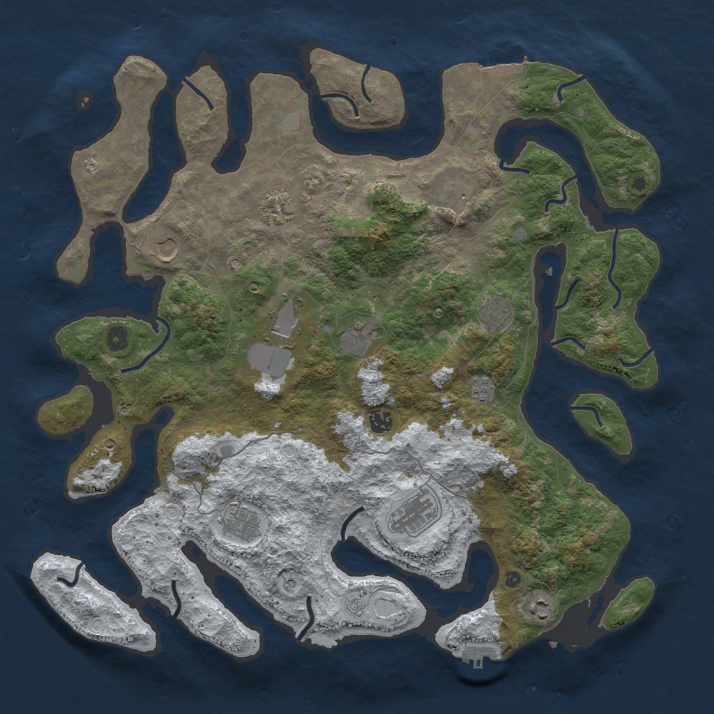 Rust Map: Procedural Map, Size: 4500, Seed: 3983407, 20 Monuments