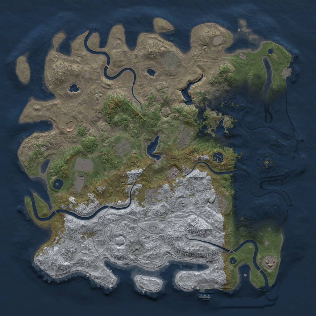 Rust Map: Procedural Map, Size: 4500, Seed: 5307023, 17 Monuments