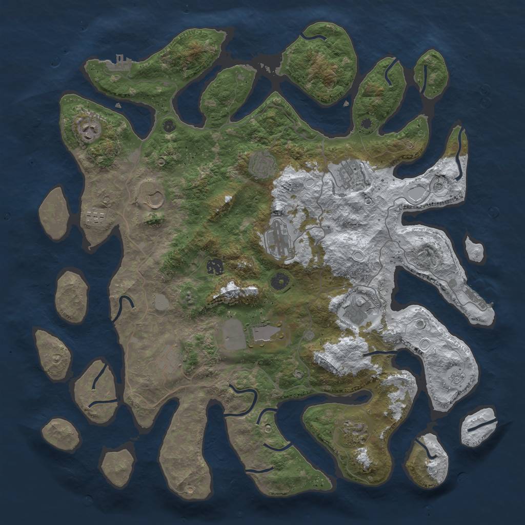 Rust Map: Procedural Map, Size: 4500, Seed: 2047832, 20 Monuments