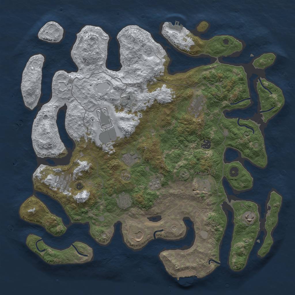 Rust Map: Procedural Map, Size: 4500, Seed: 345063, 19 Monuments
