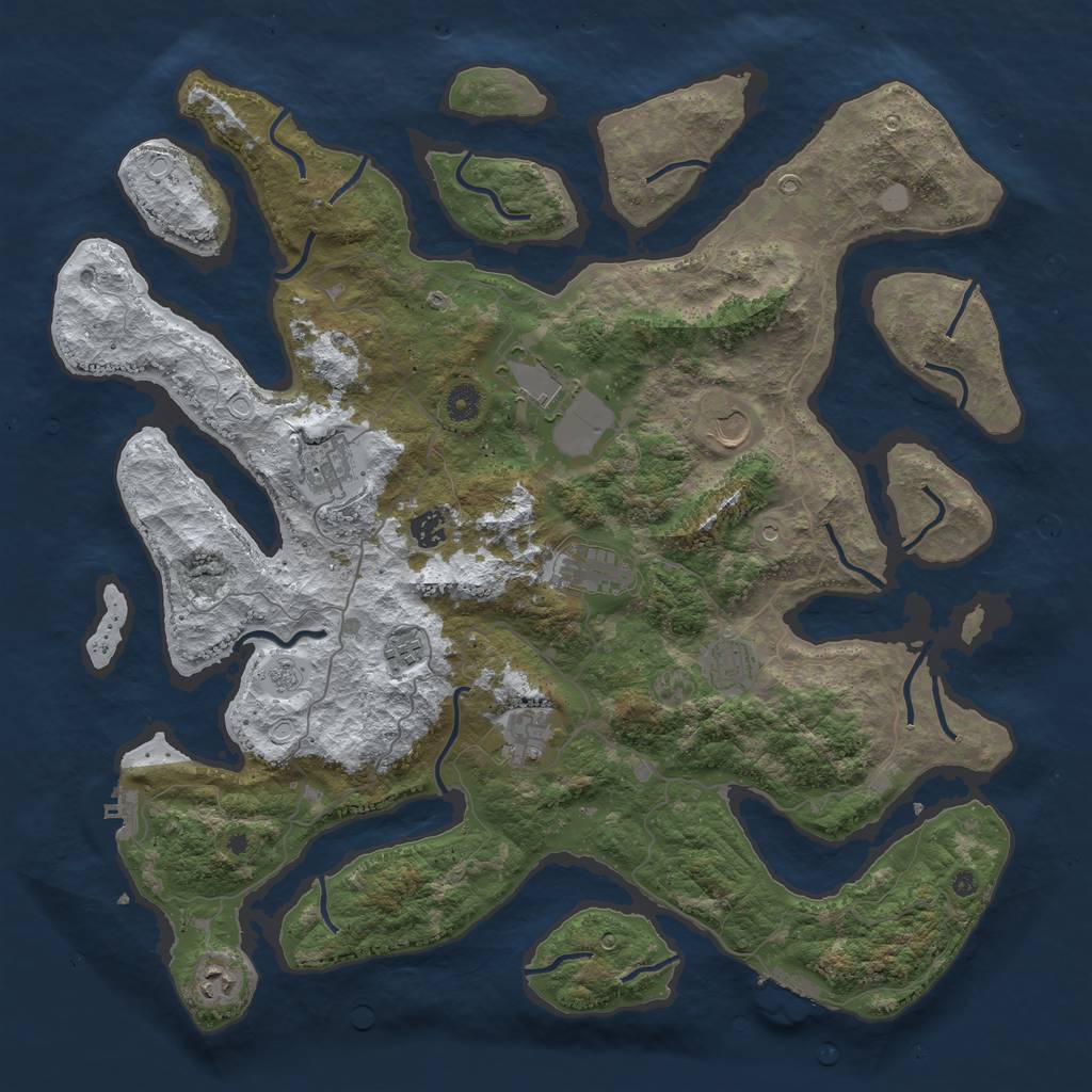 Rust Map: Procedural Map, Size: 4500, Seed: 2881127, 18 Monuments