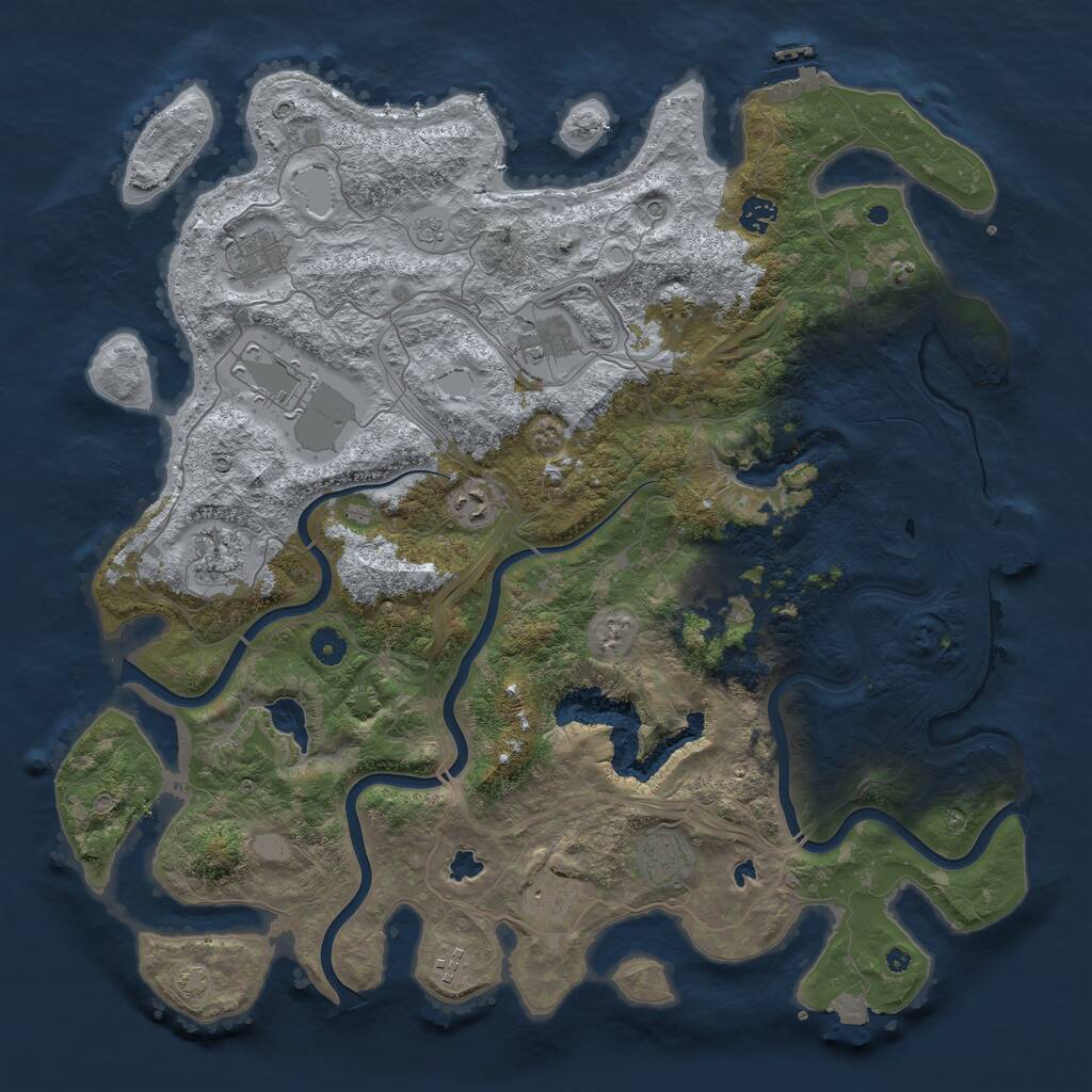Rust Map: Procedural Map, Size: 4500, Seed: 4142596, 16 Monuments