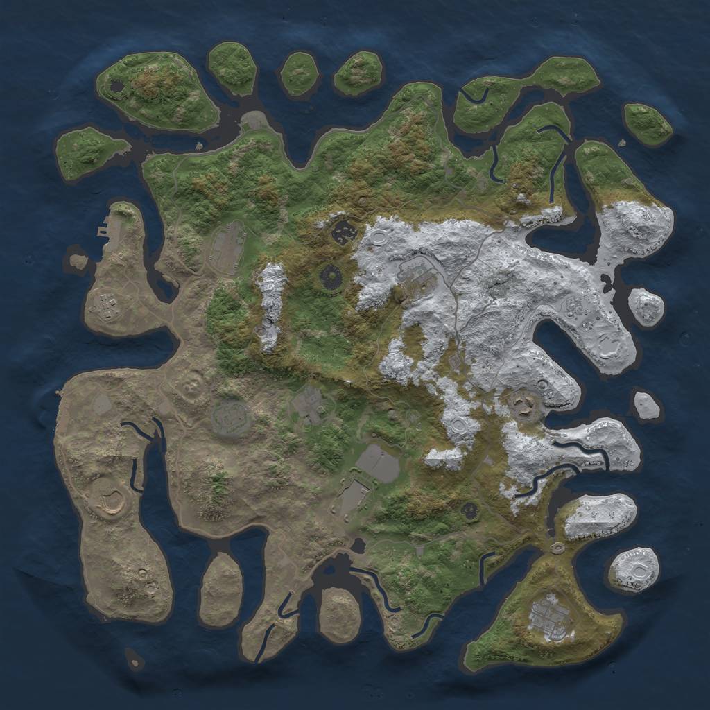 Rust Map: Procedural Map, Size: 4500, Seed: 2627317, 19 Monuments