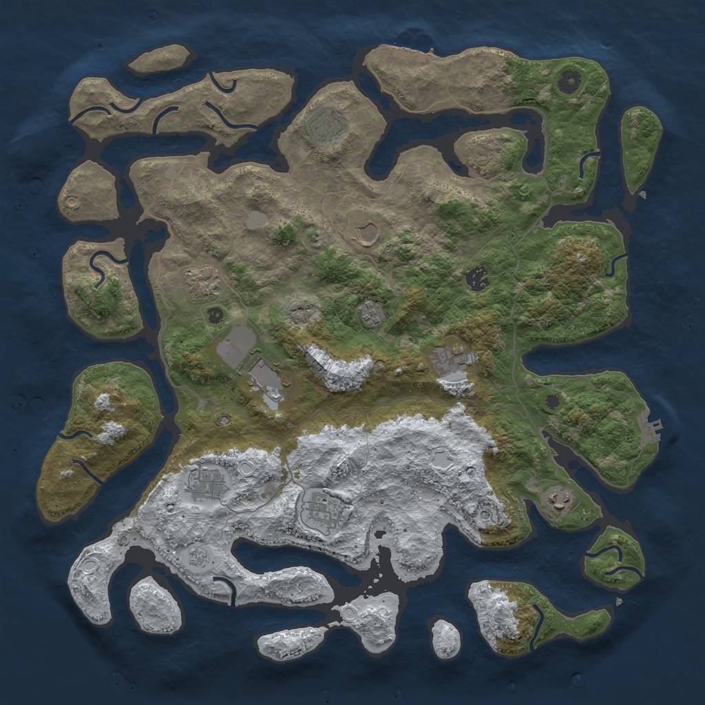 Rust Map: Procedural Map, Size: 4500, Seed: 1397938, 19 Monuments