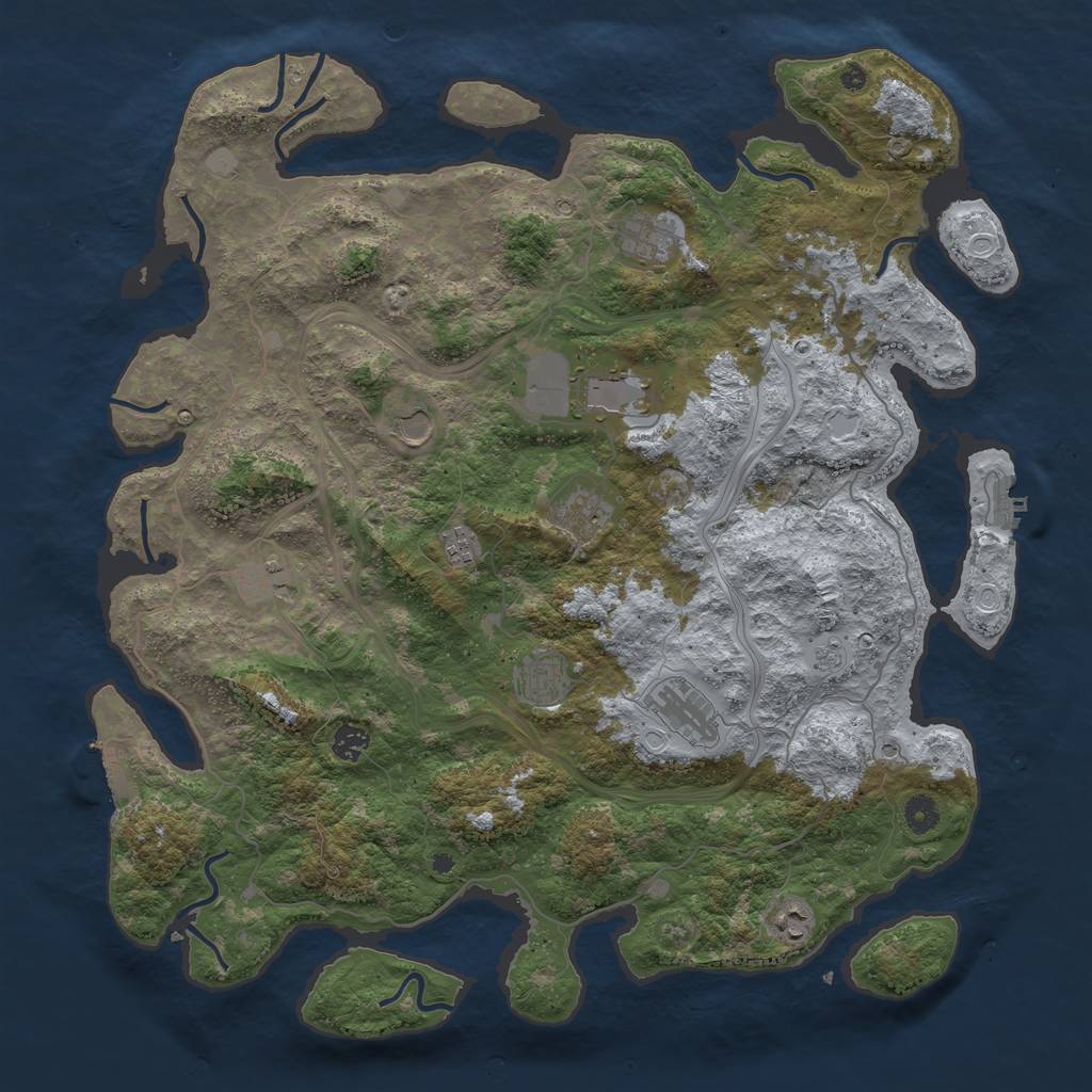 Rust Map: Procedural Map, Size: 4500, Seed: 1287497, 17 Monuments