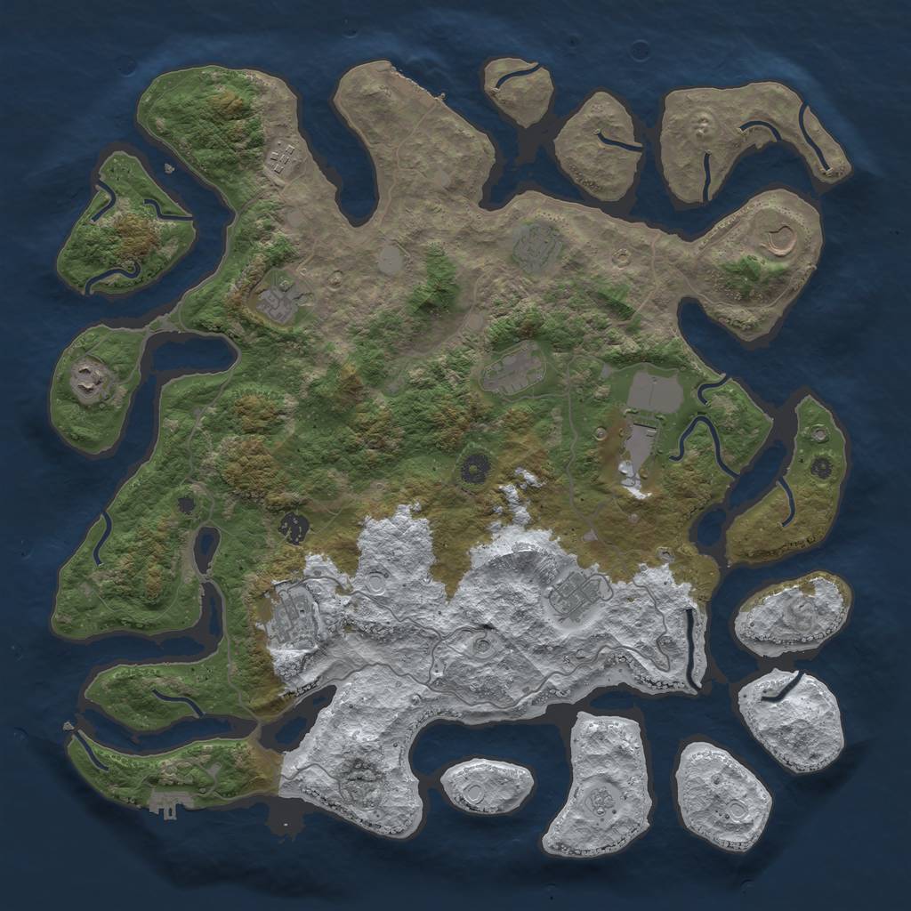 Rust Map: Procedural Map, Size: 4500, Seed: 1878565, 19 Monuments