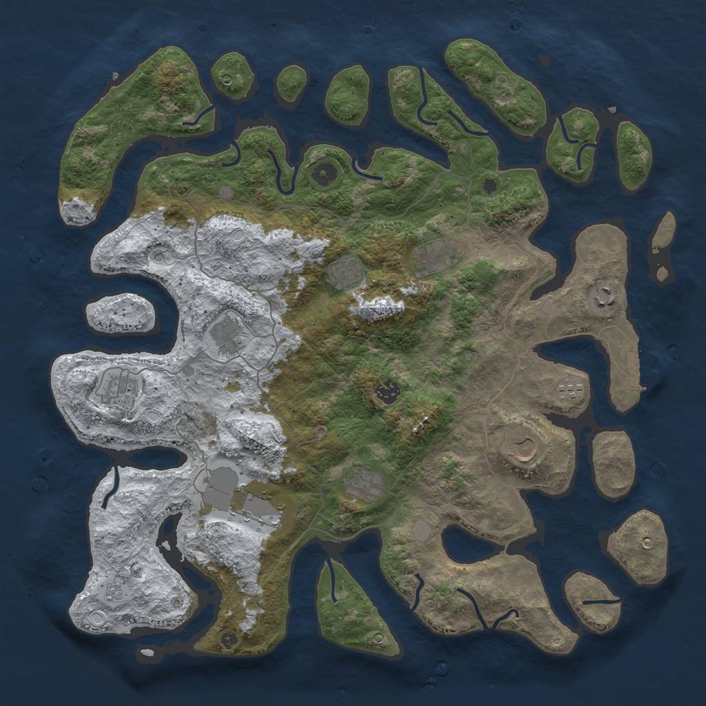 Rust Map: Procedural Map, Size: 4500, Seed: 3124022, 18 Monuments