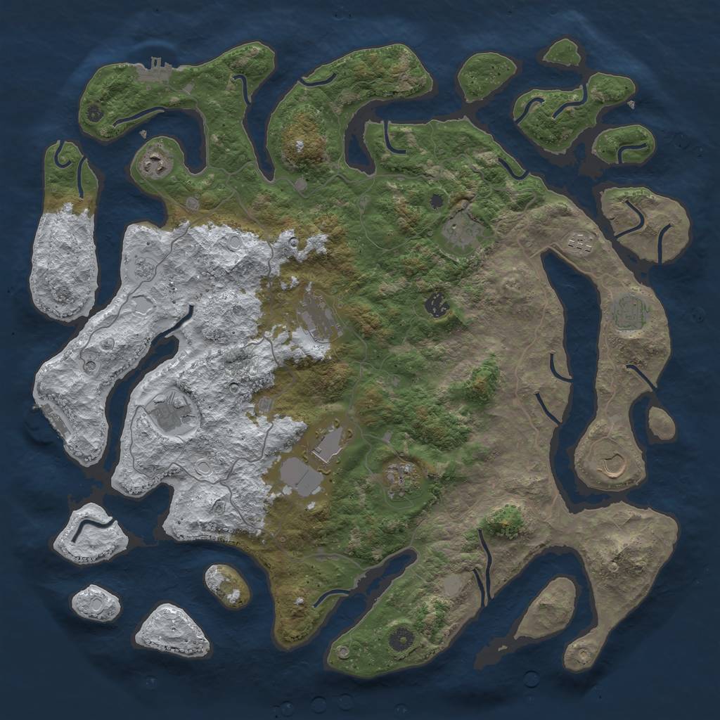 Rust Map: Procedural Map, Size: 4500, Seed: 4590424, 19 Monuments