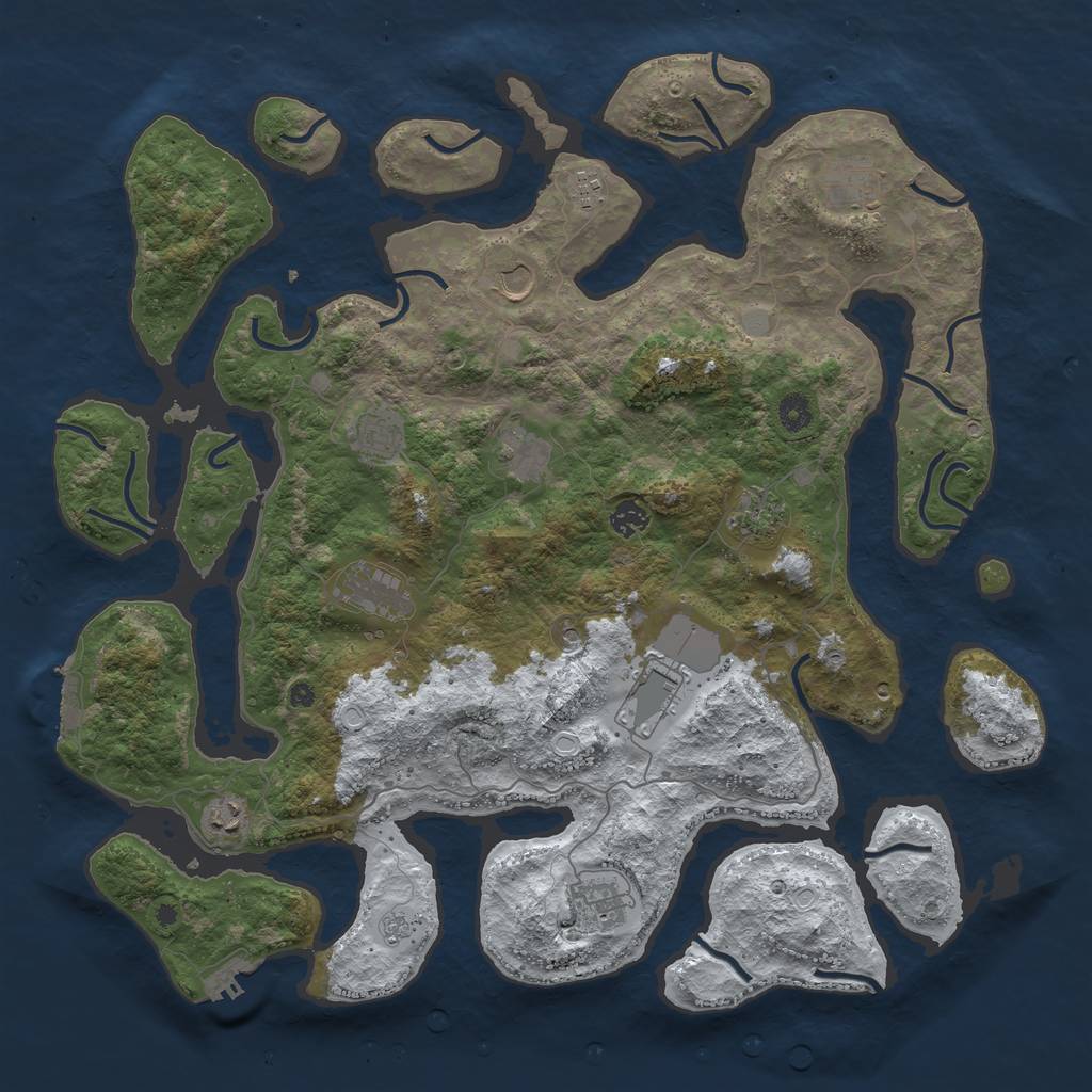 Rust Map: Procedural Map, Size: 4500, Seed: 3688498, 20 Monuments