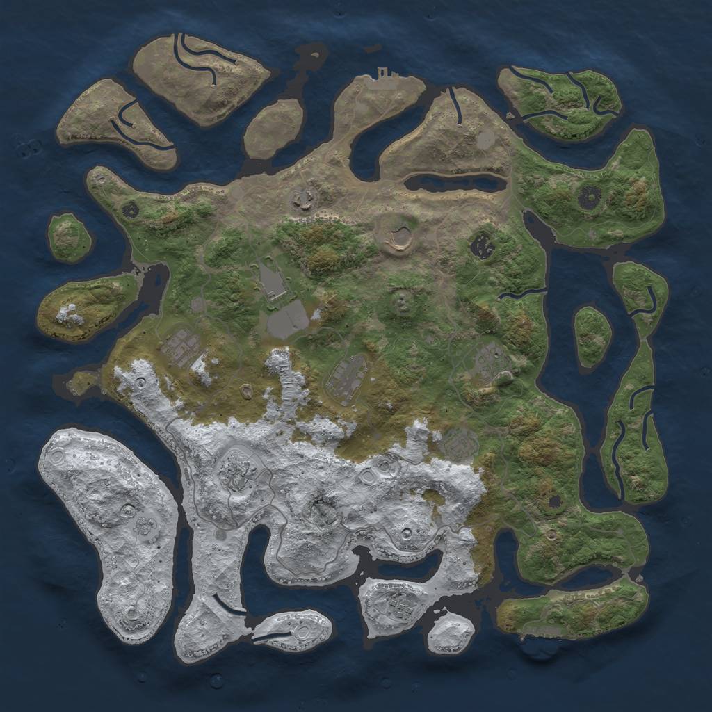 Rust Map: Procedural Map, Size: 4500, Seed: 4255529, 19 Monuments