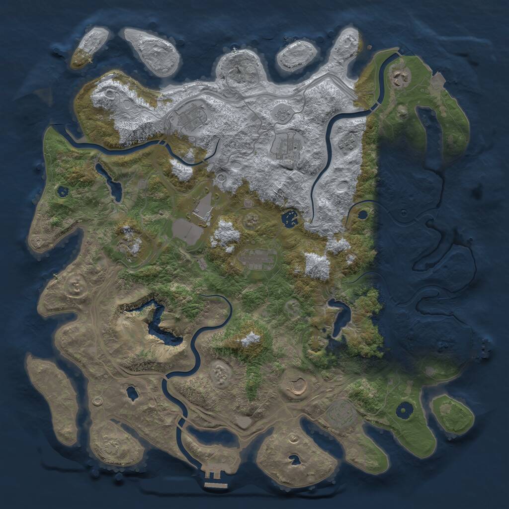 Rust Map: Procedural Map, Size: 4500, Seed: 6071343, 16 Monuments