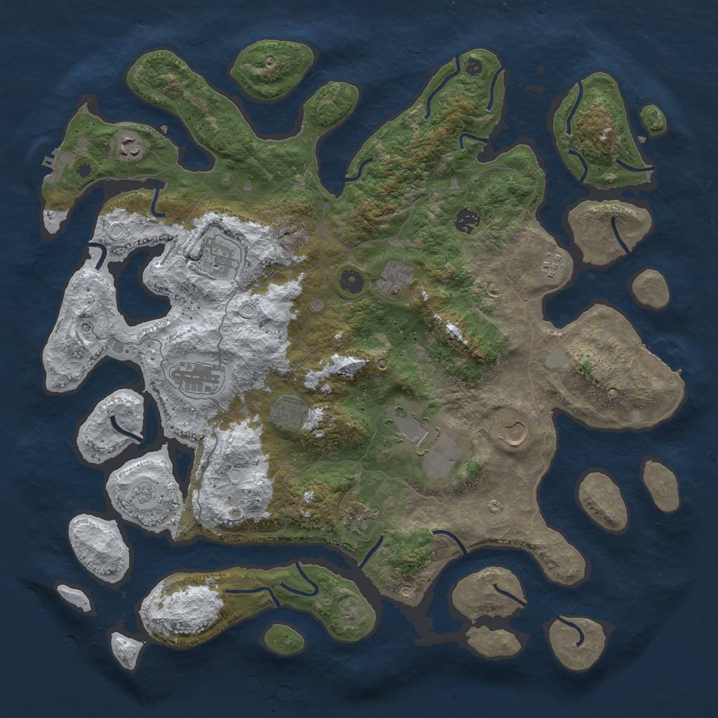 Rust Map: Procedural Map, Size: 4500, Seed: 4763607, 19 Monuments