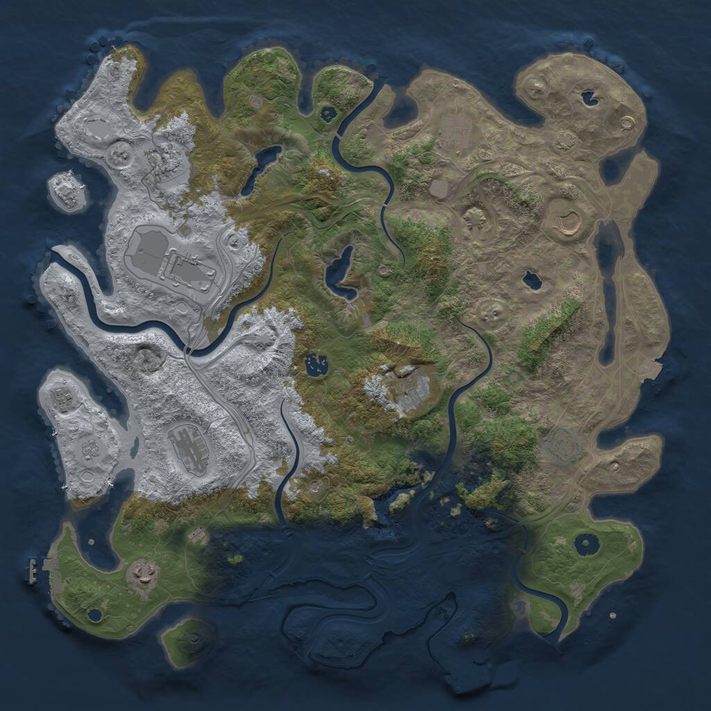 Rust Map: Procedural Map, Size: 4500, Seed: 5008505, 16 Monuments