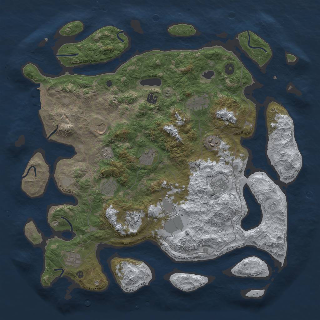 Rust Map: Procedural Map, Size: 4500, Seed: 2214419, 19 Monuments