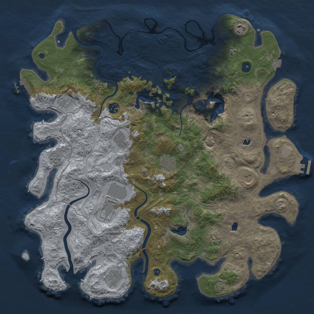Rust Map: Procedural Map, Size: 4500, Seed: 3496452, 16 Monuments