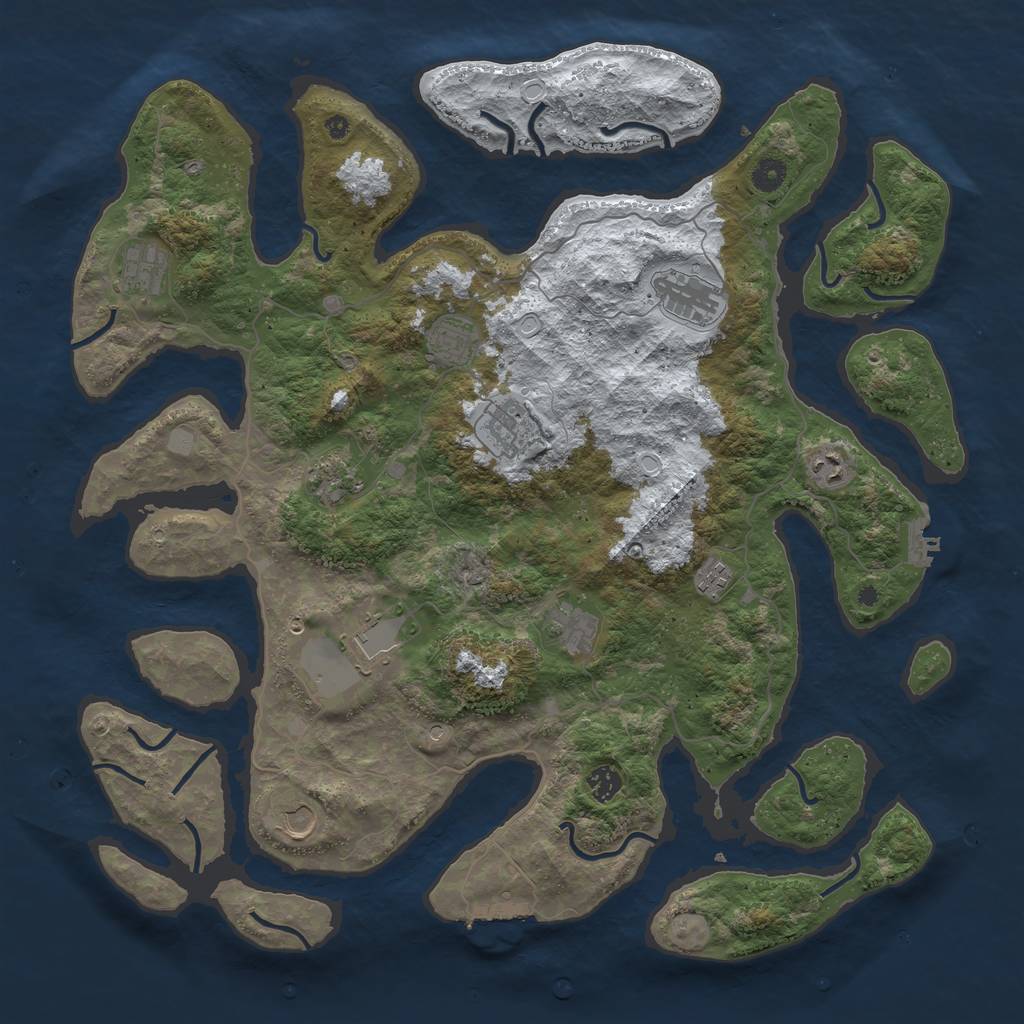Rust Map: Procedural Map, Size: 4500, Seed: 2258882, 19 Monuments