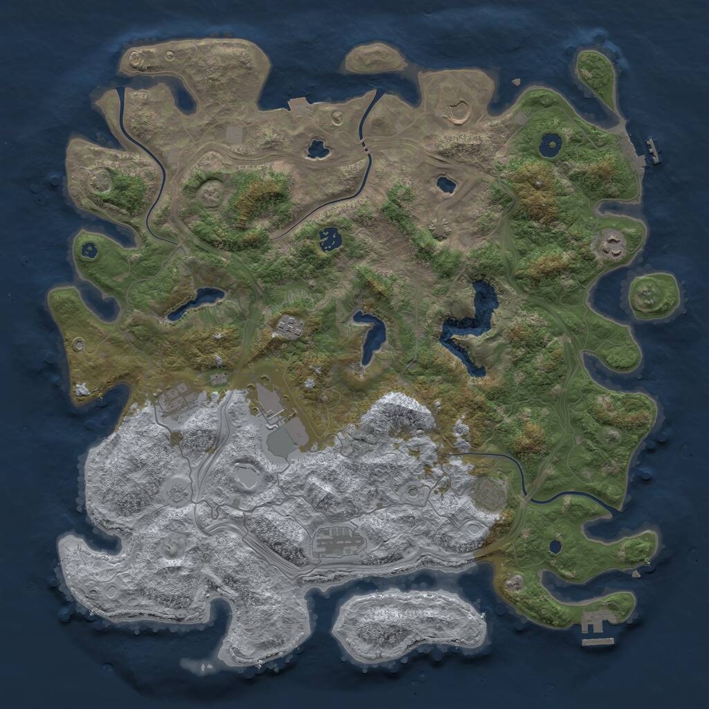 Rust Map: Procedural Map, Size: 4500, Seed: 2127344, 14 Monuments