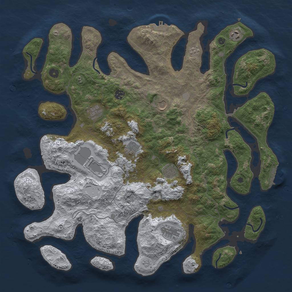 Rust Map: Procedural Map, Size: 4500, Seed: 2005230, 18 Monuments