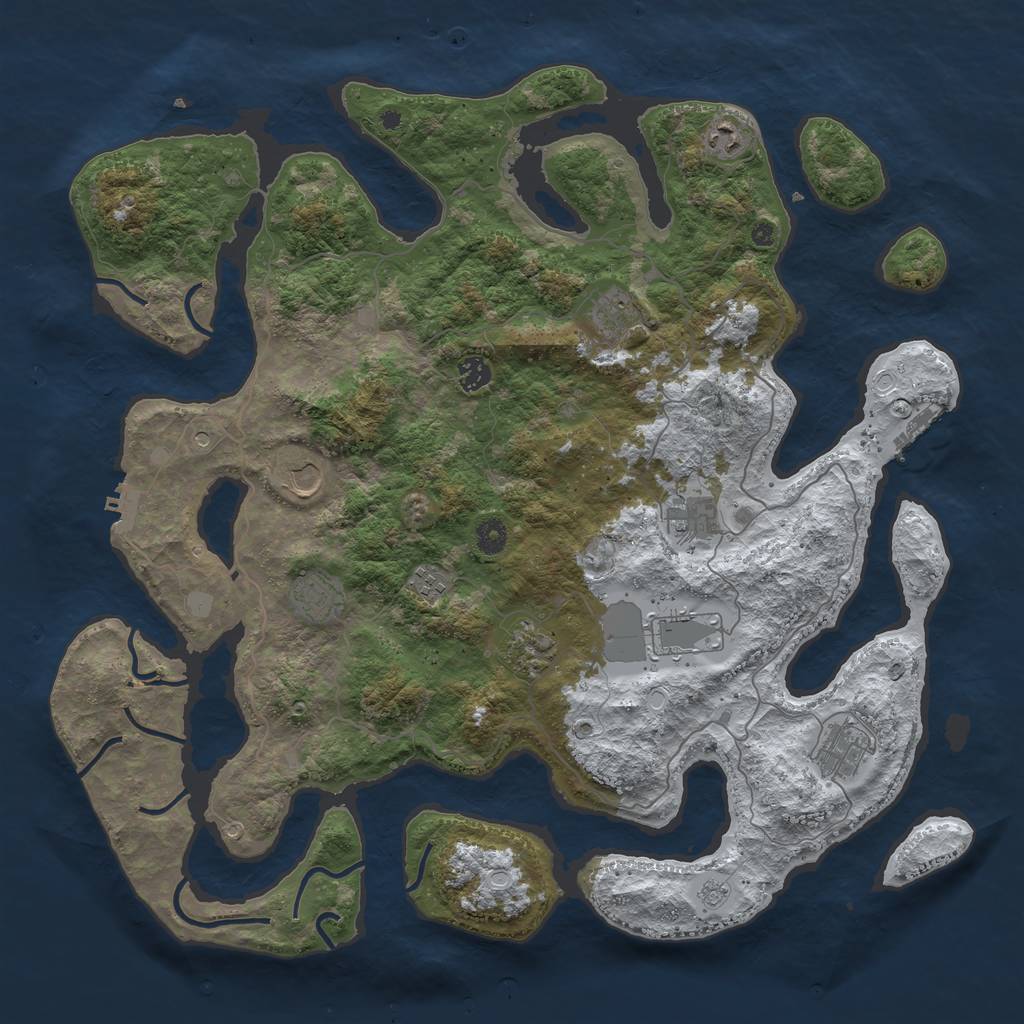 Rust Map: Procedural Map, Size: 4500, Seed: 2571973, 19 Monuments