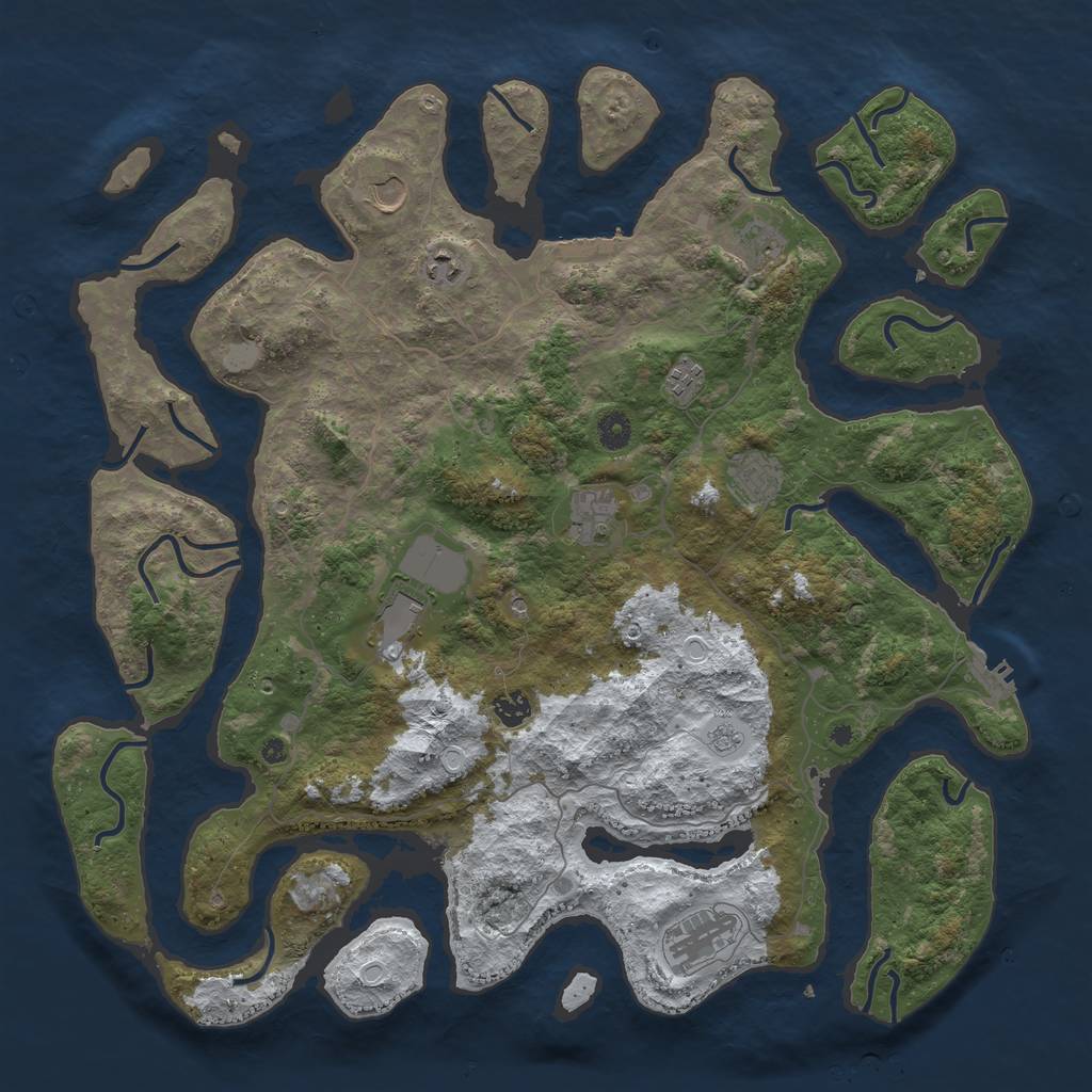 Rust Map: Procedural Map, Size: 4500, Seed: 3474034, 18 Monuments