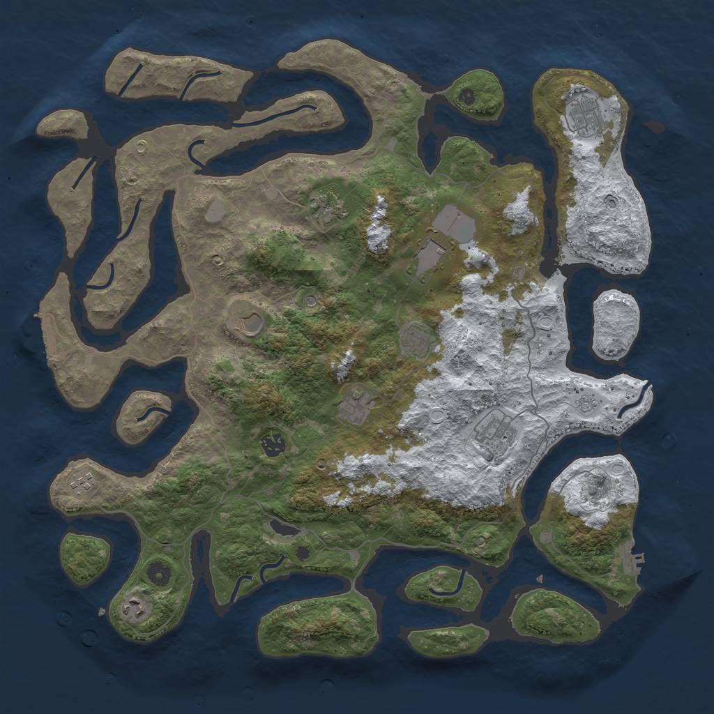 Rust Map: Procedural Map, Size: 4500, Seed: 5300479, 19 Monuments