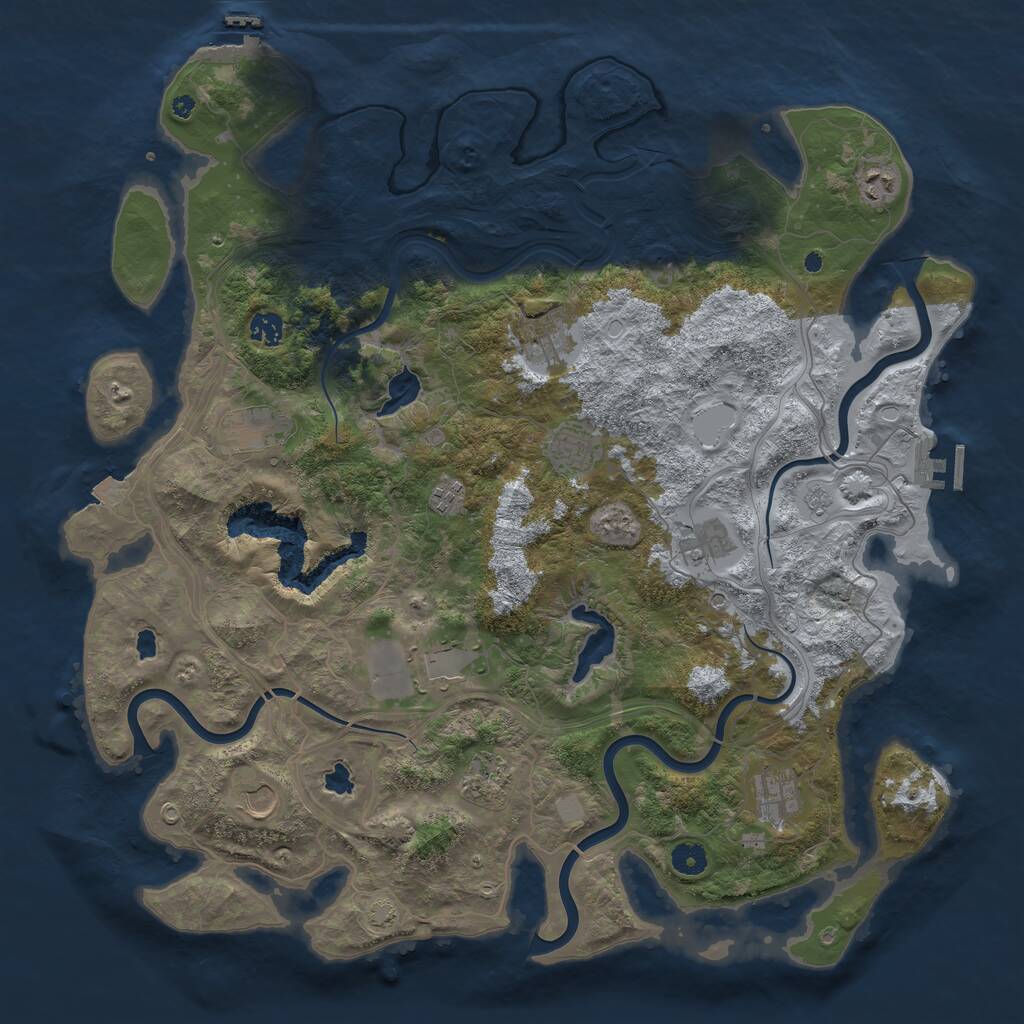 Rust Map: Procedural Map, Size: 4500, Seed: 3376274, 17 Monuments